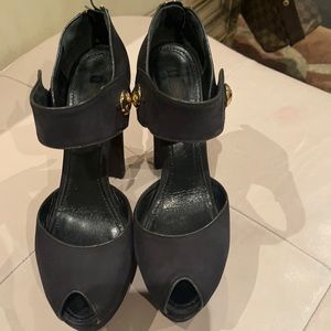 Louis Vuitton suede black 4 1/2 inch heels
